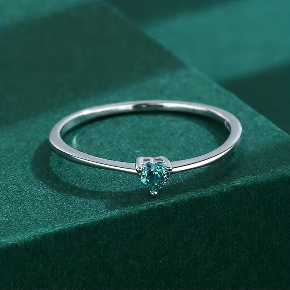 NWT 💍🩵 TURQUOISE AQUA .925 SILVER PLATED HEART PARAIBA TOURMALINE RING Size 7 - Picture 2 of 8